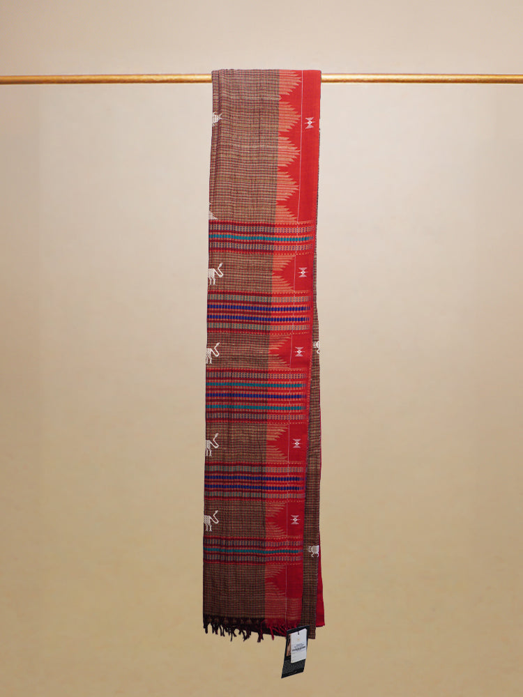Maroon With Red Border Kotpad Handloom Saree