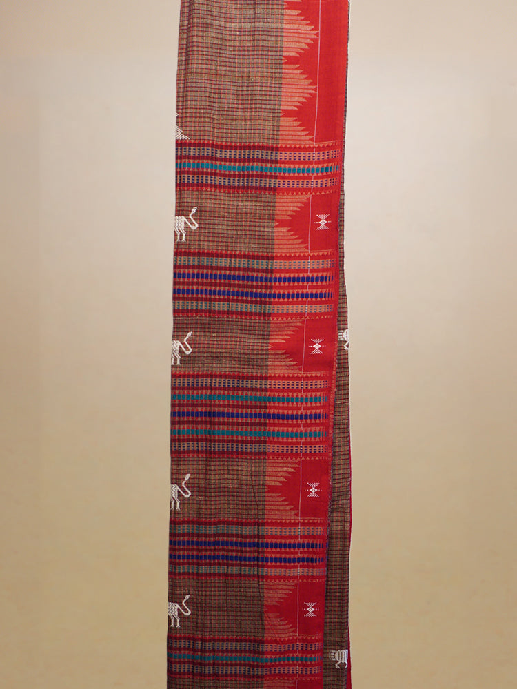 Maroon With Red Border Kotpad Handloom Saree