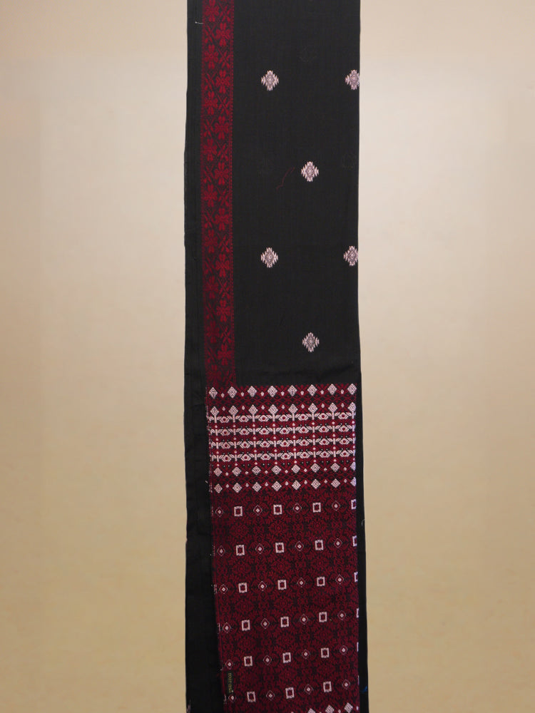 Black & Maroon Assam Weave Handloom Saree