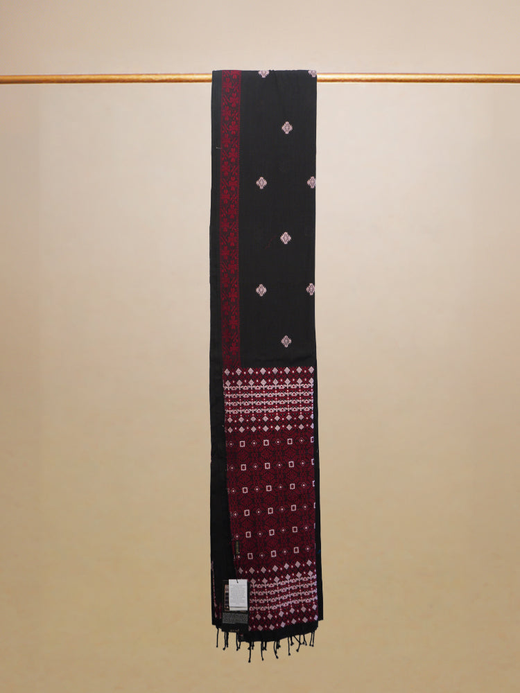 Black & Maroon Assam Weave Handloom Saree