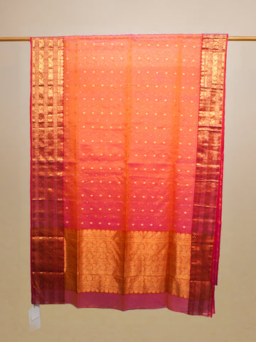 Peach Chanderi Tissue Zari Work Saree