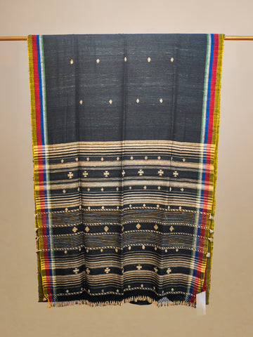 Black Bhujodi Cotton & Tussar Pallu Saree