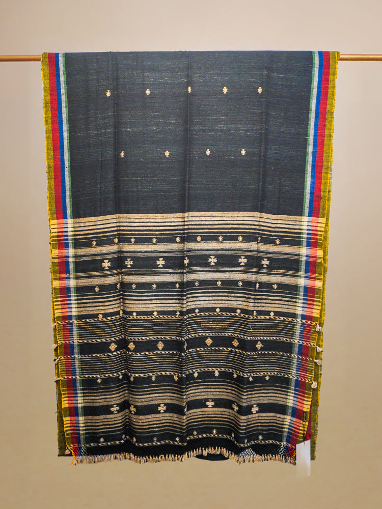 Black Bhujodi Cotton & Tussar Pallu Saree