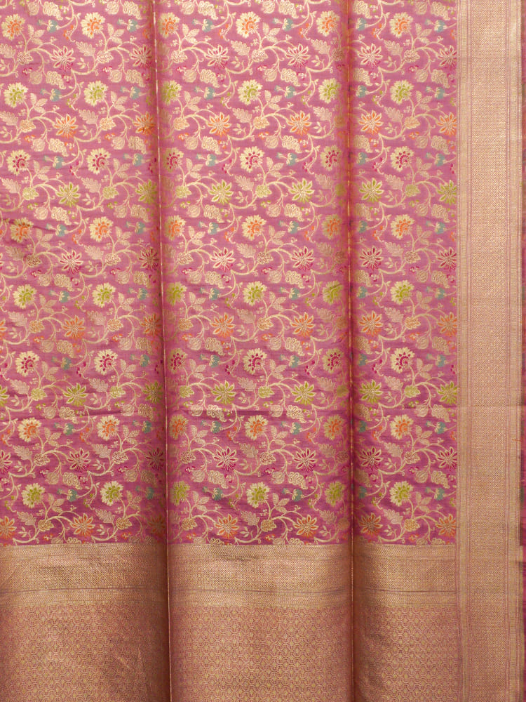 Light Peach Tanchoi Brocade Silk Saree