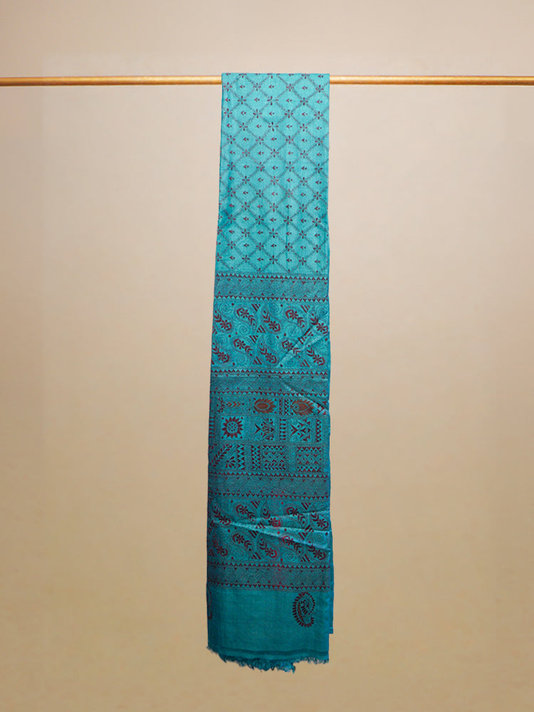 Turquish Kantha Stitch Tussar Silk Saree