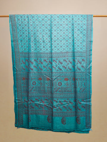 Turquish Kantha Stitch Tussar Silk Saree