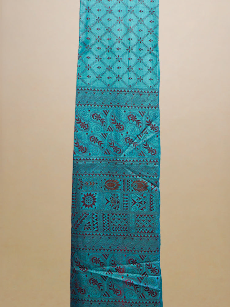 Turquish Kantha Stitch Tussar Silk Saree