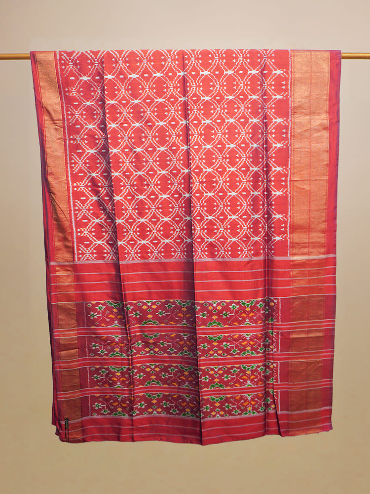Red Pochampally Ikat Silk Saree
