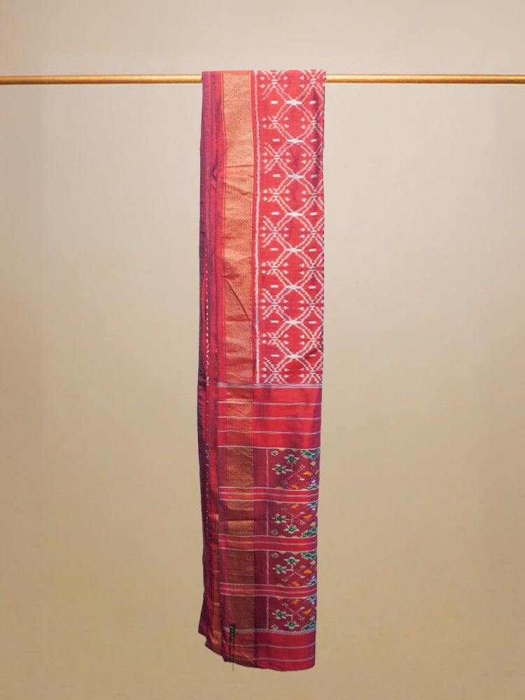 Red Pochampally Ikat Silk Saree