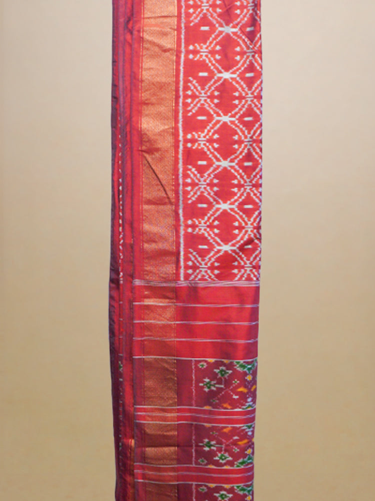 Red Pochampally Ikat Silk Saree