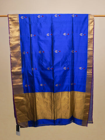 Blue Chanderi Silk Pattu Weave Saree