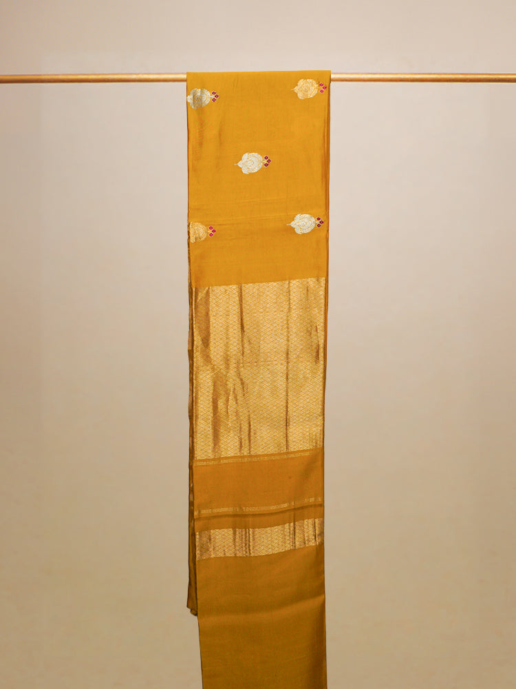 Mustard Banarasi With Zari Silk Saree