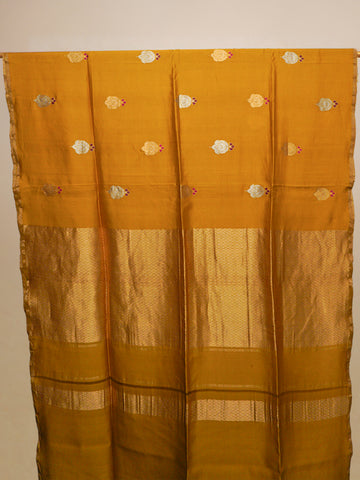 Mustard Banarasi With Zari Silk Saree