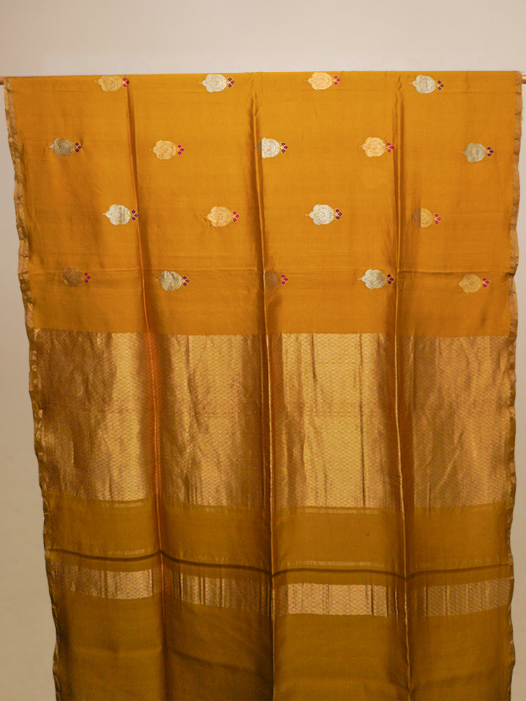 Mustard Banarasi With Zari Silk Saree