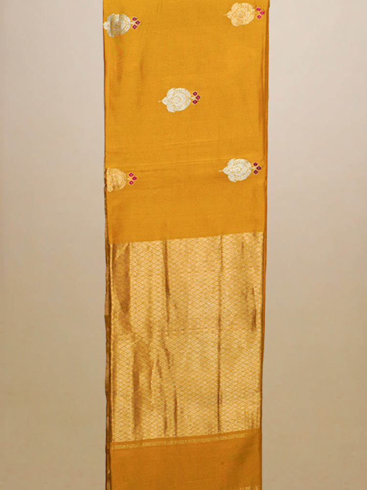 Mustard Banarasi With Zari Silk Saree