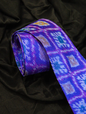 Blue Ikat Raw Silk Tye