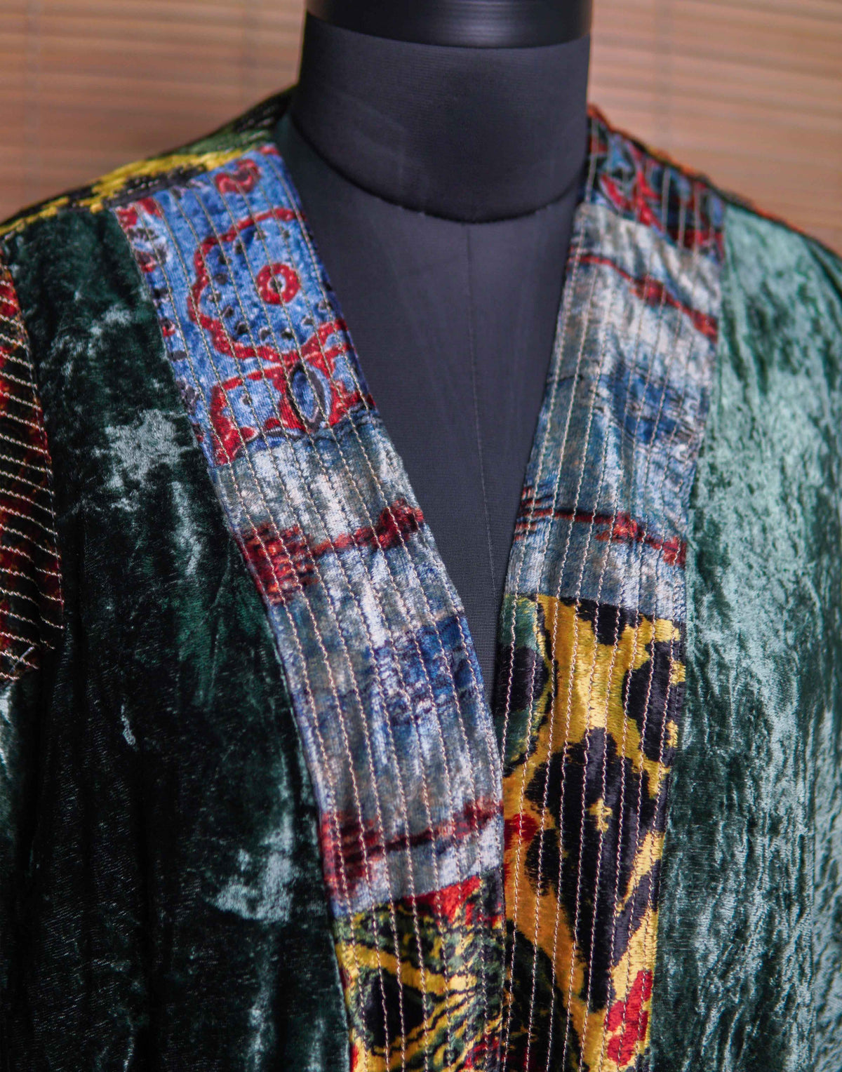 Aasra Olive Green Velvet Overlay