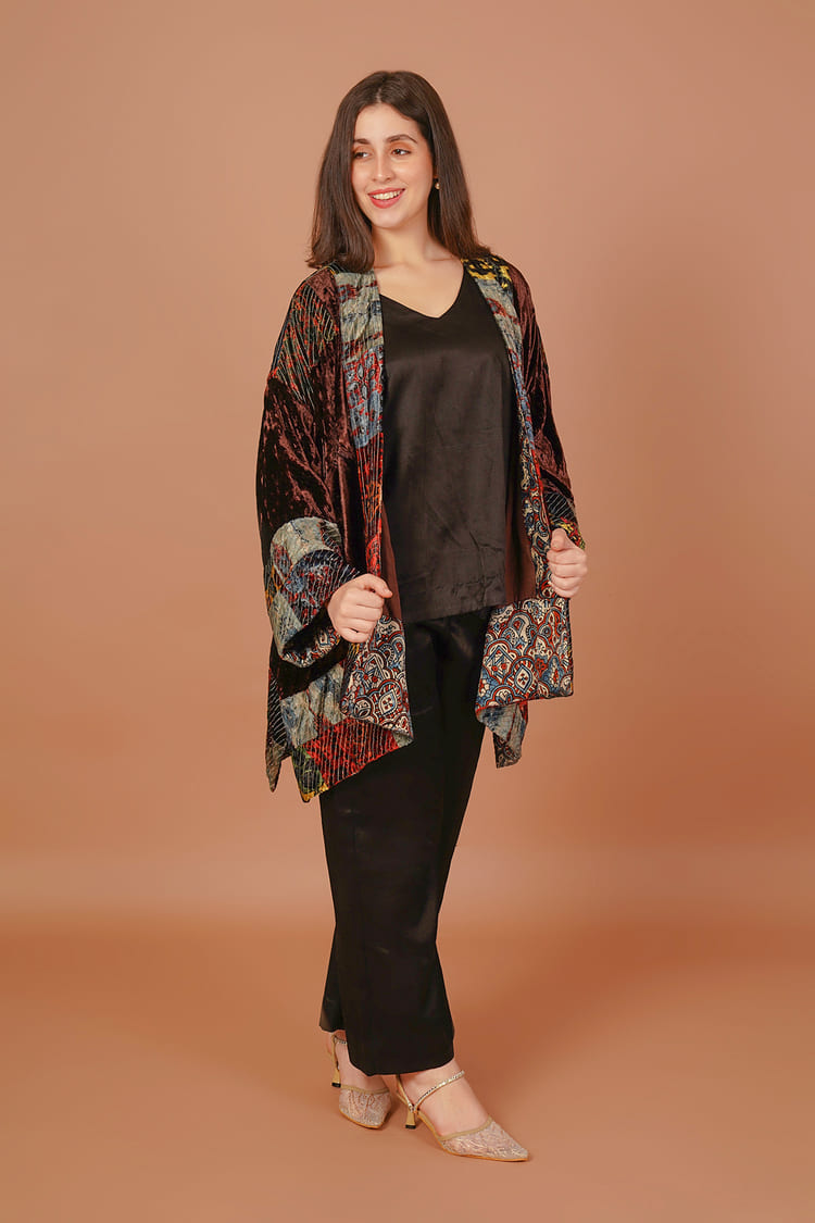 Aanch Brown Velvet Overlay