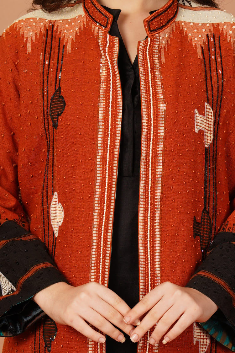 Ember Rust & Black Kotpad Jacket