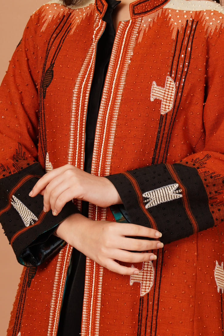 Ember Rust & Black Kotpad Jacket