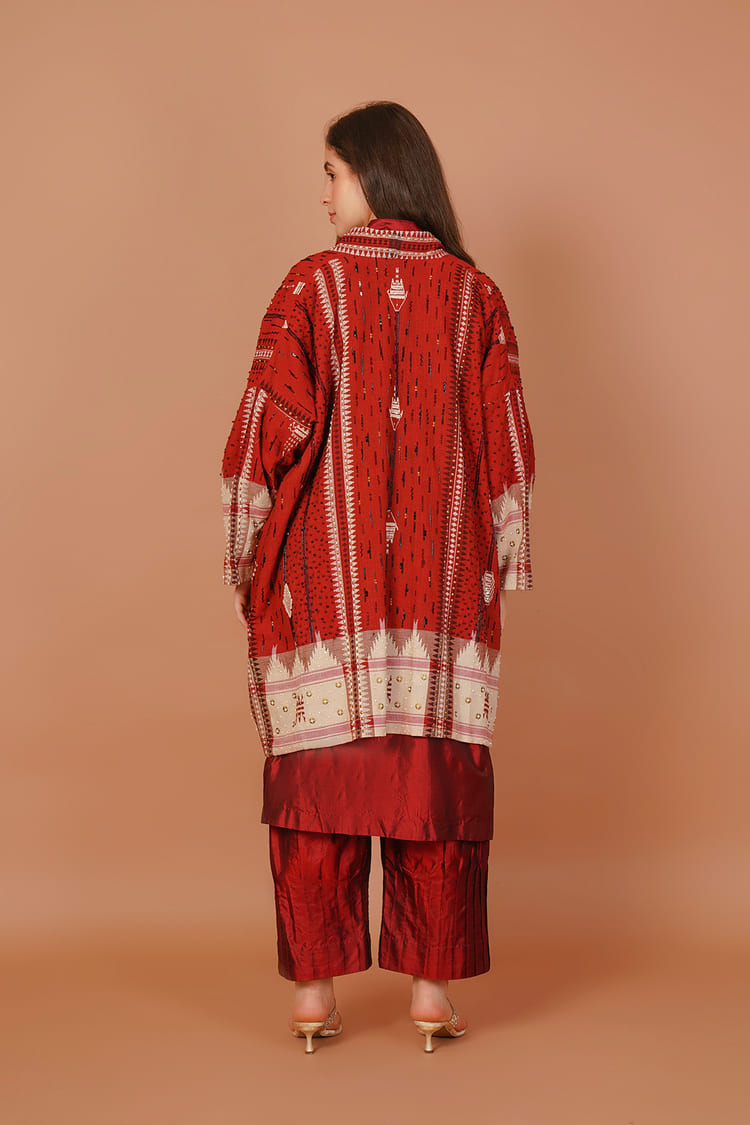 Ruby Ivory Red & White Kotpad Jacket