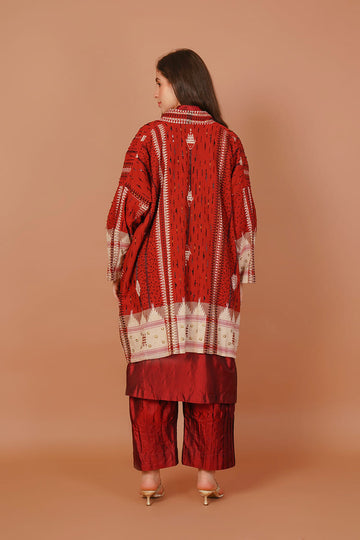 Ruby Ivory Red & White Kotpad Jacket