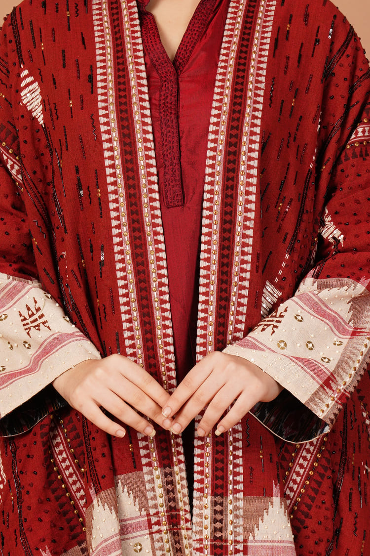 Ruby Ivory Red & White Kotpad Jacket