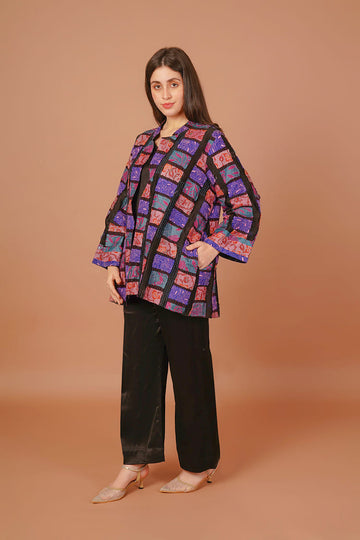 Twilight Purple & Black Kantha Overlay