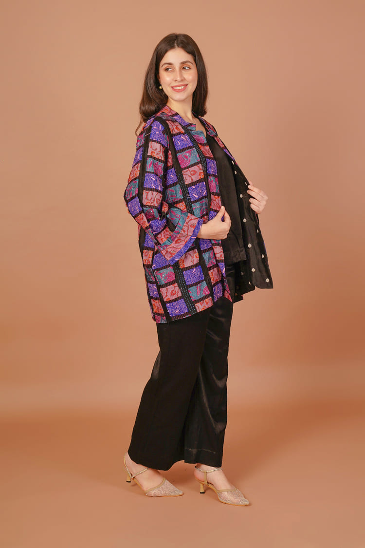 Twilight Purple & Black Kantha Overlay