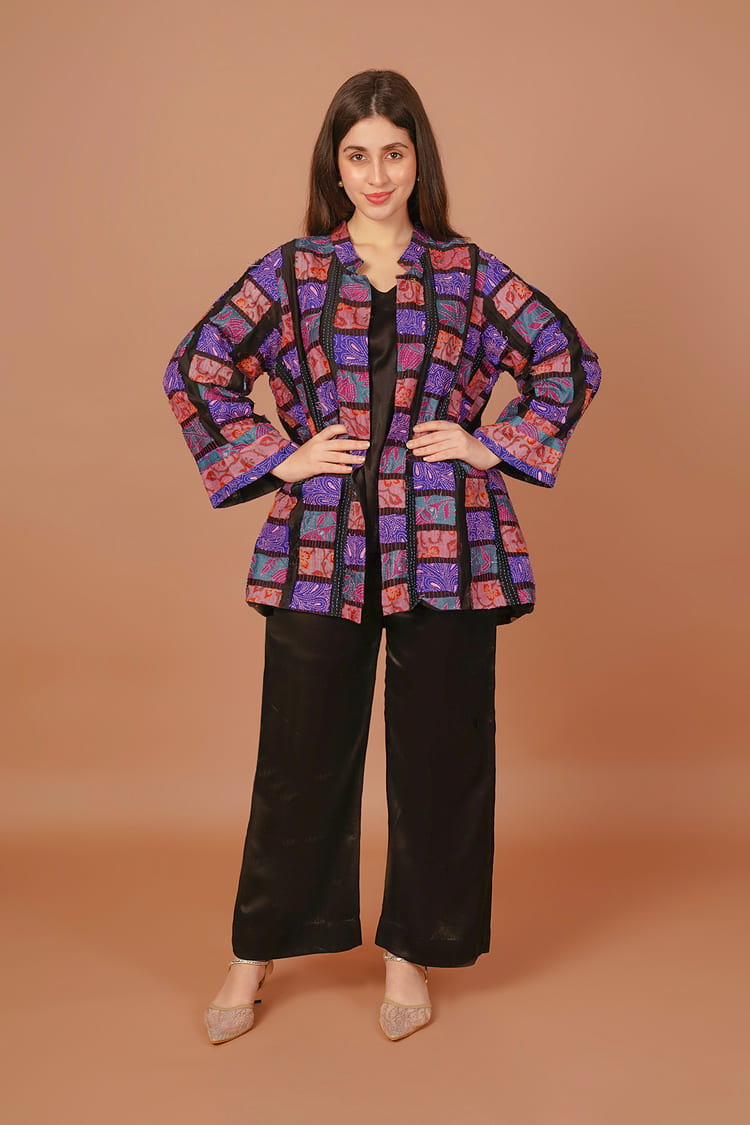 Twilight Purple & Black Kantha Overlay