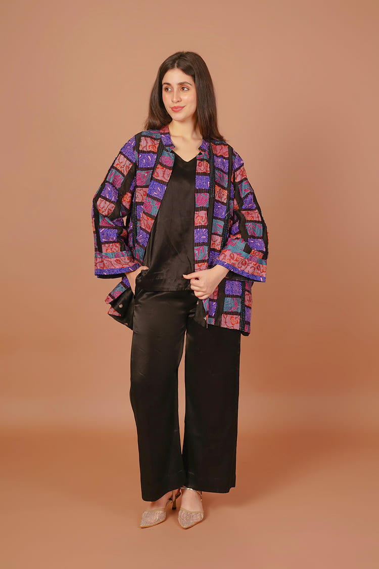 Twilight Purple & Black Kantha Overlay
