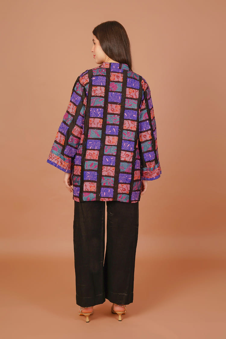 Twilight Purple & Black Kantha Overlay