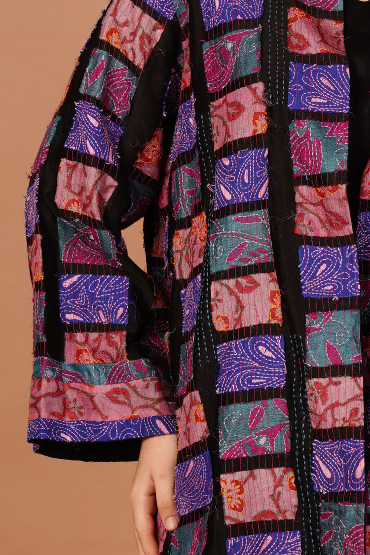 Twilight Purple & Black Kantha Overlay