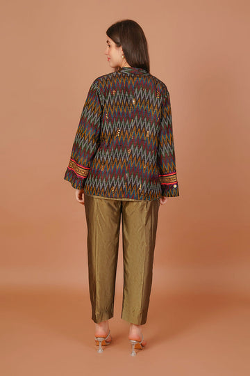 Eclipse Black Ikat Raw Silk Jacket