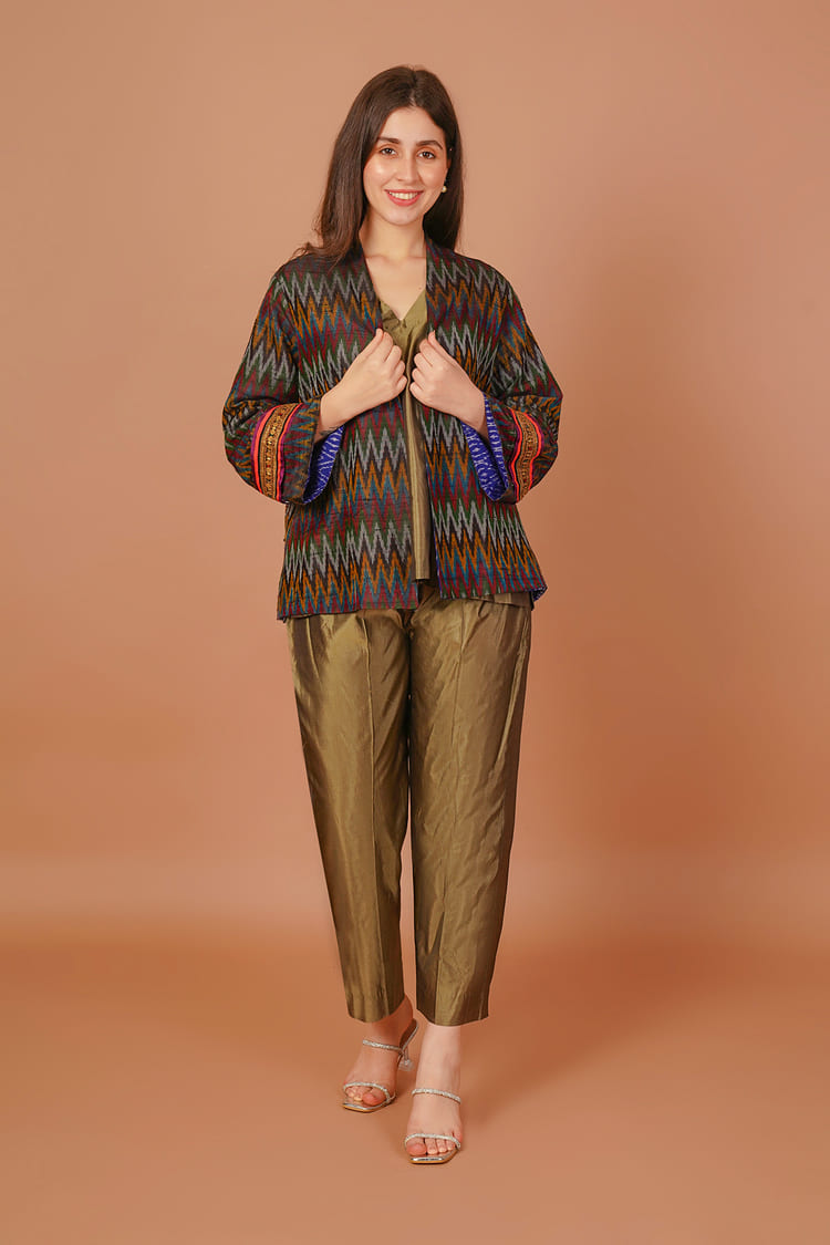 Eclipse Black Ikat Raw Silk Jacket