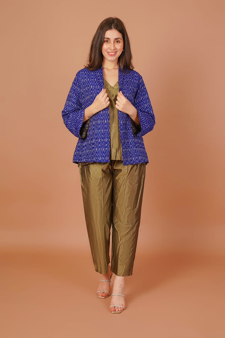 Eclipse Black Ikat Raw Silk Jacket