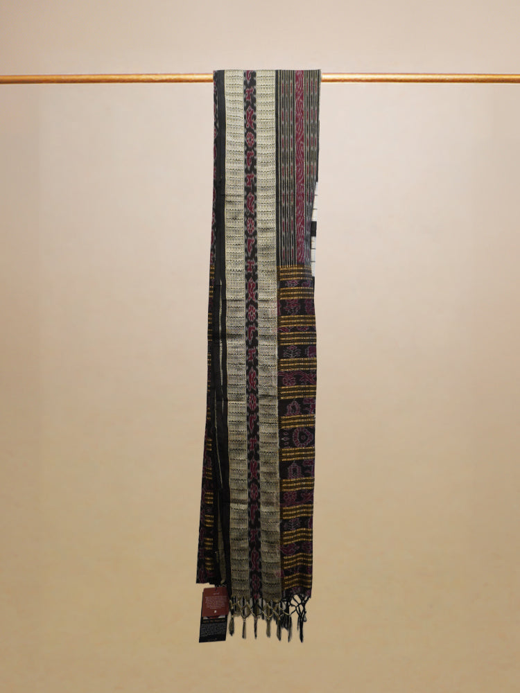 Orange & Black Vichitrapuri Odisha Ikat Silk Saree