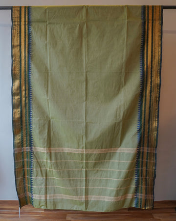 Light Green Cotton Kanjeevaram Saree