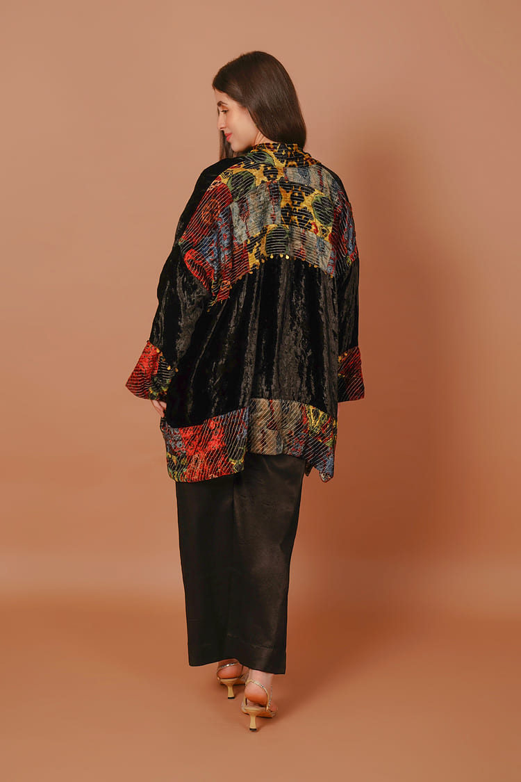 Saaj Black Velvet Overlay