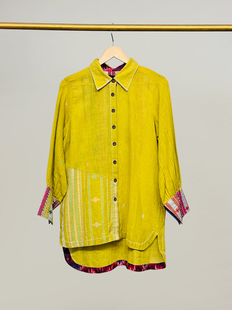 Mustard Yellow Bhujodi sleeves detail tunic