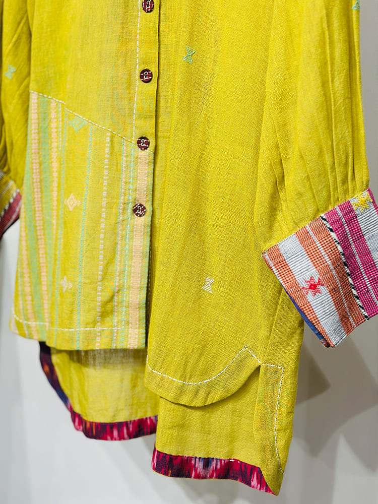 Mustard Yellow Bhujodi sleeves detail tunic