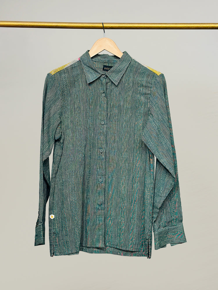 Green Bhujodi Black Detail Shirt
