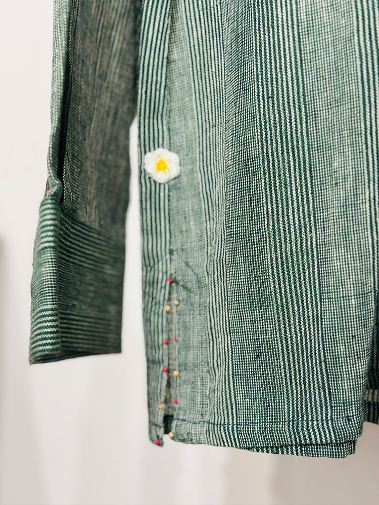 Green Bhujodi Black Detail Shirt