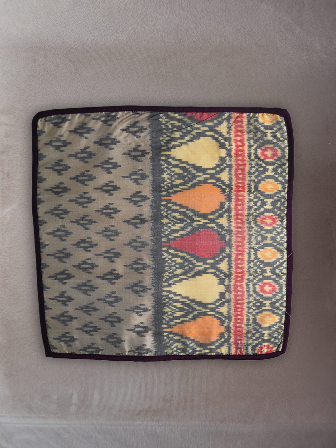 Beige & Orange Patola single Pocket Square Gift box