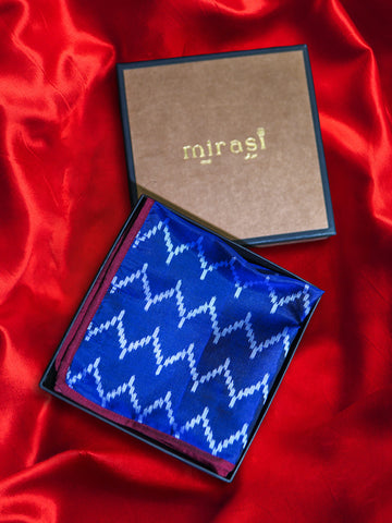 Blue Patola single Pocket Square Gift Box