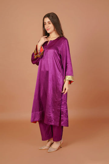 Aster Plum Purple Mashru Kurta