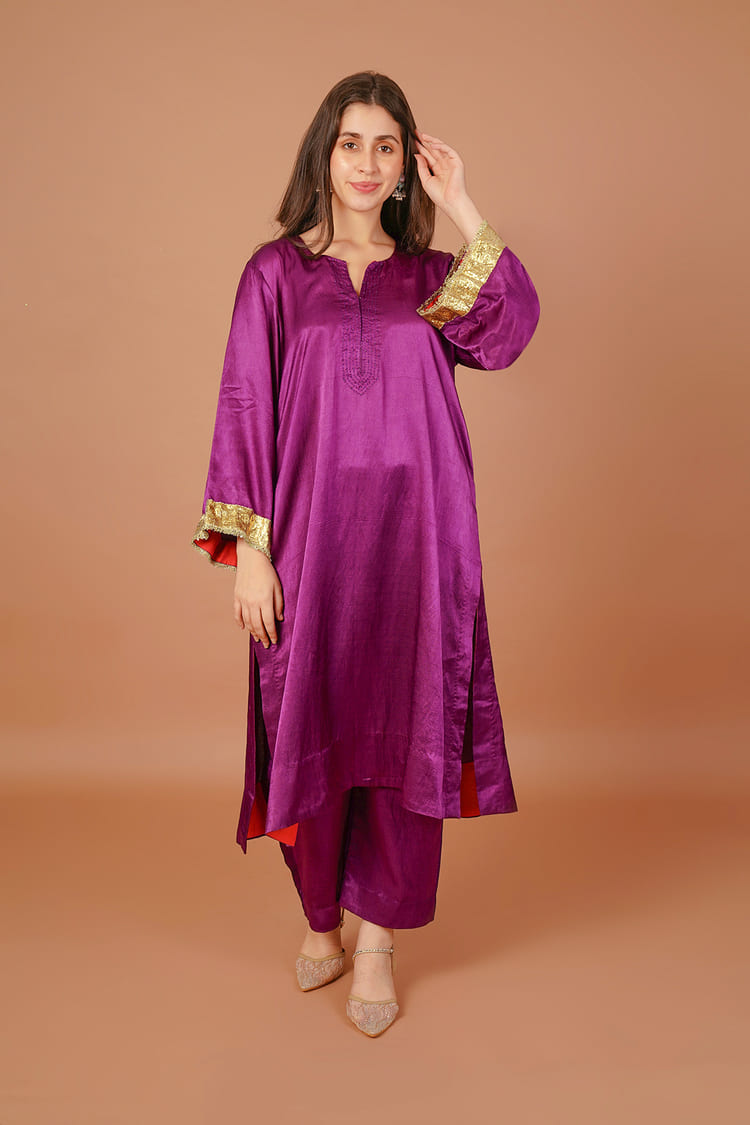 Aster Plum Purple Mashru Kurta