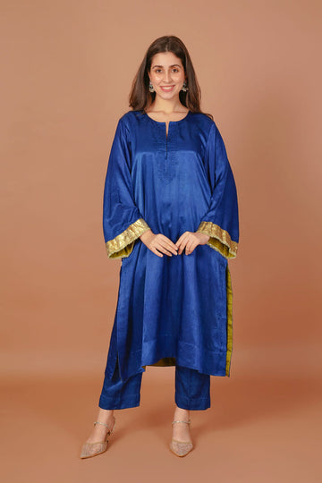 Celestial Navy Blue Mashru Coord Set