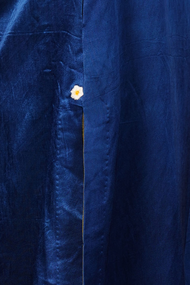 Celestial Navy Blue Mashru Kurta