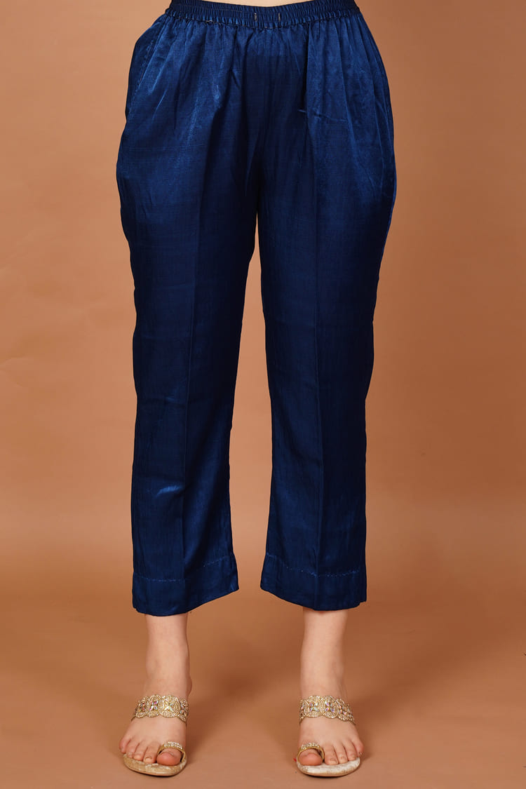 Celestial Navy Blue Mashru Pant